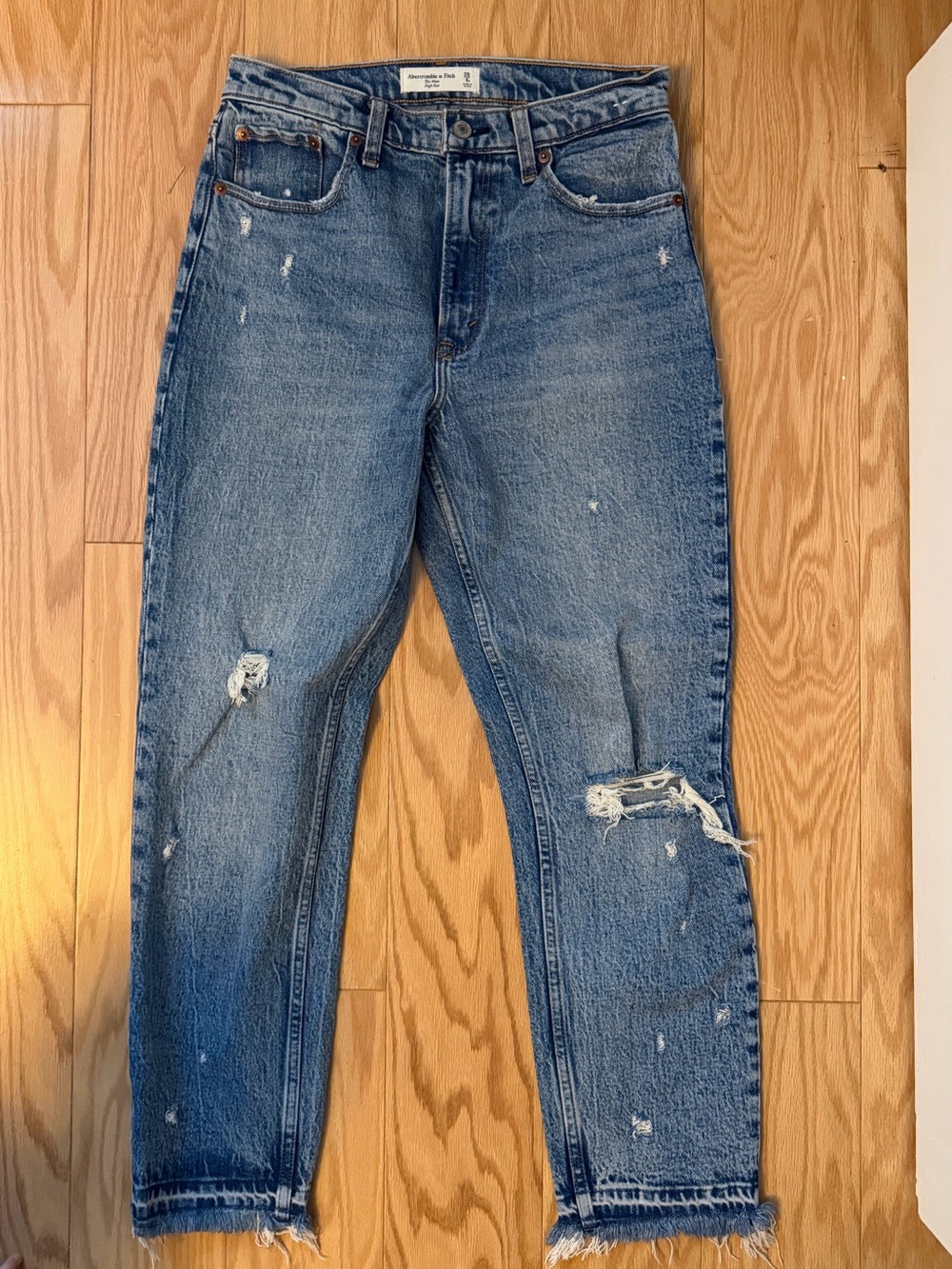 Abercrombie & Fitch The Mom High Rise Jeans Blue Waist Sz 6 28